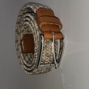 J. CREW MEN'S KHAKI/OLIVE BRAIDED WOVEN STRETCH BELT